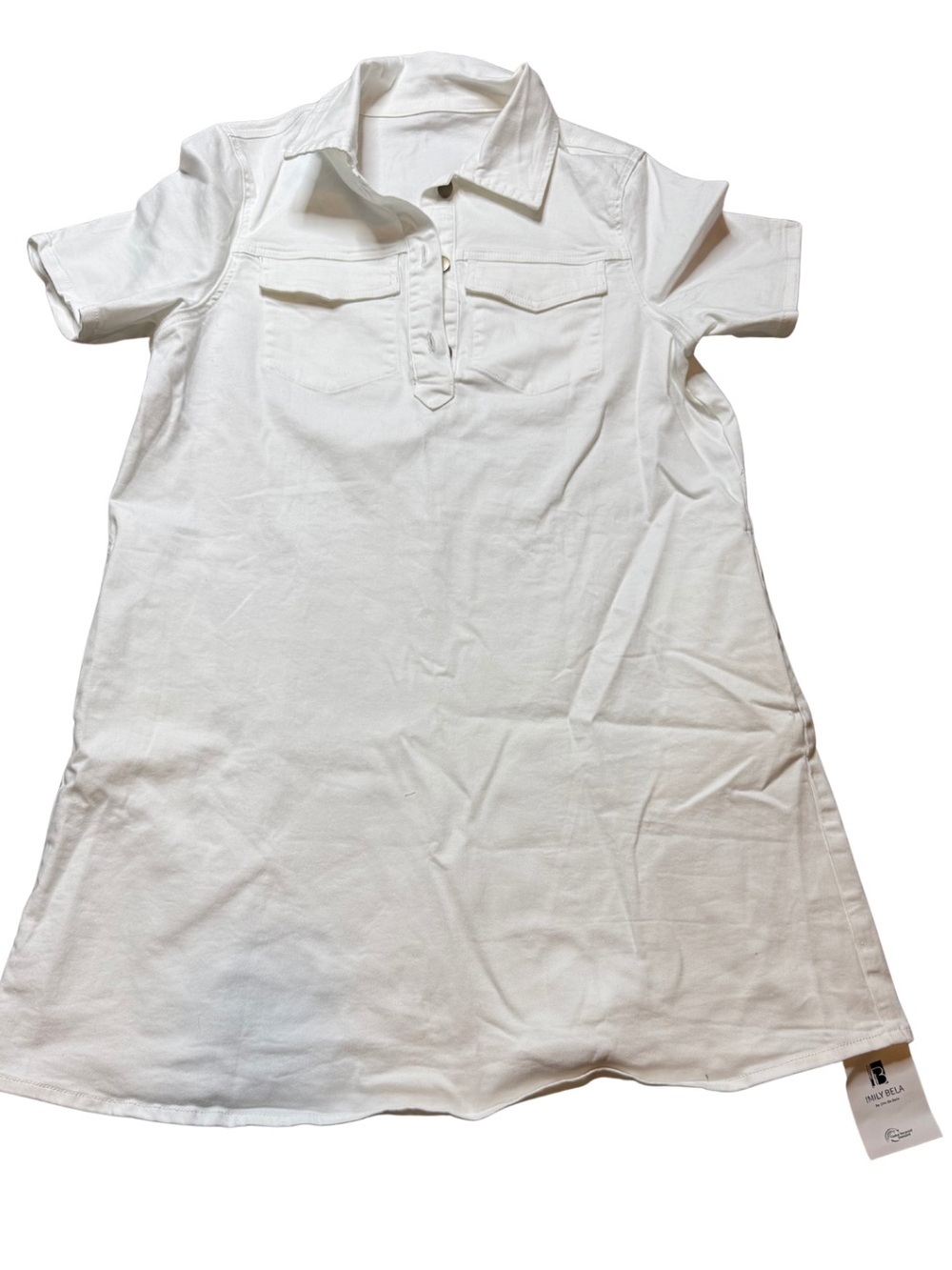 NWT White Denim Inspired Shirt Dress XL Collared A-Line Mini Dress - Picture 2 of 5